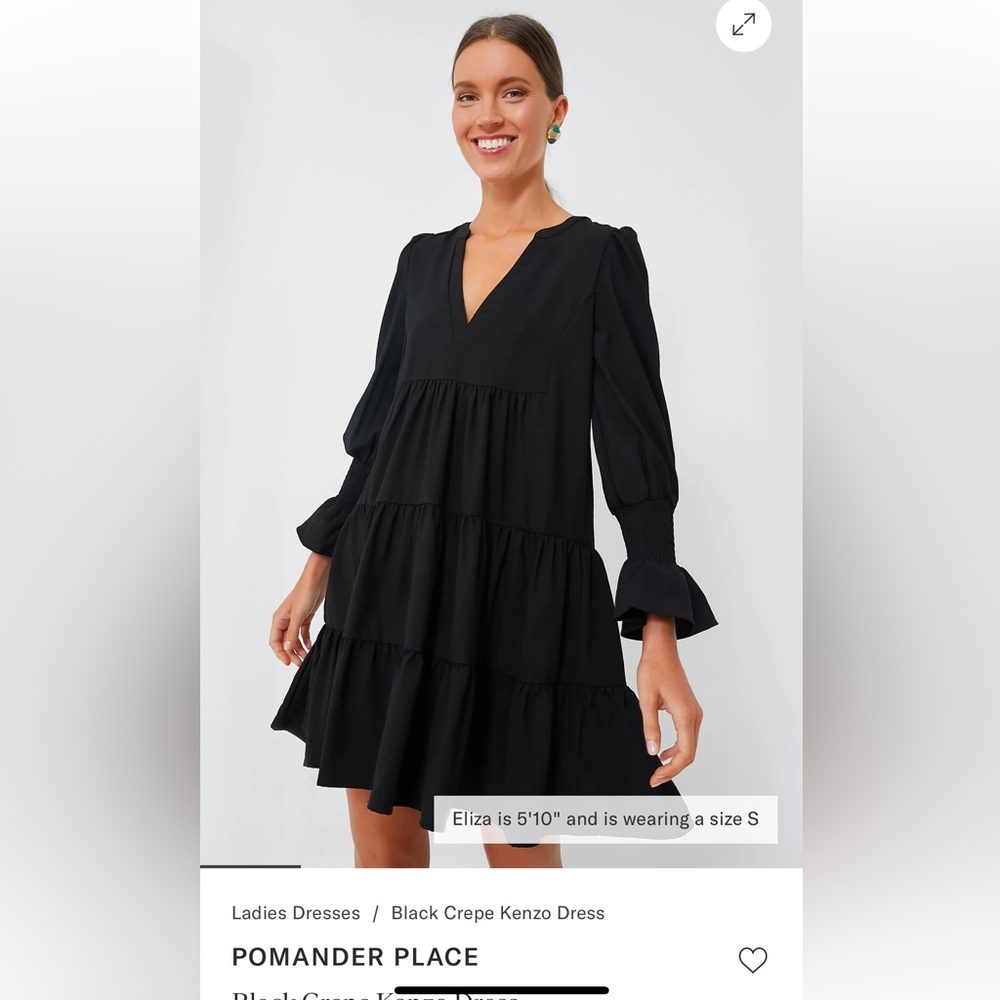 Tuckernuck Pomander Place Black Crepe Kenzo Dress size small. New/Never worn.